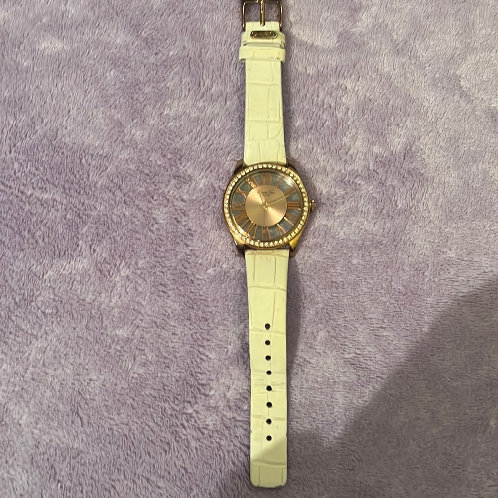 Kenneth Cole New York - Rose Gold White leather band